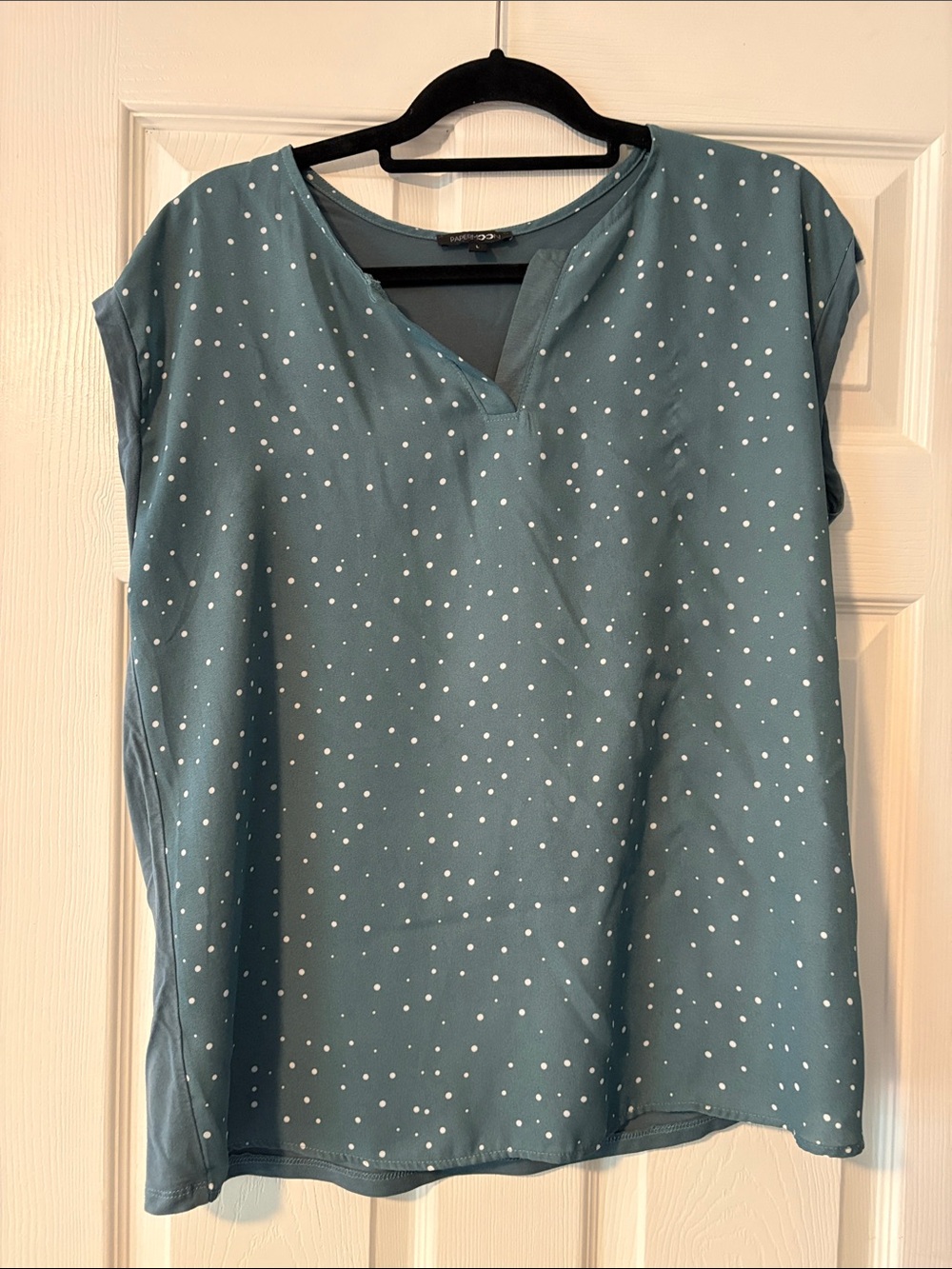 Papermoon seafoam green  Dot Split-Neck Blouse